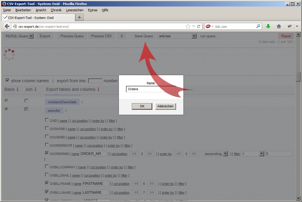 Stored mySQL query